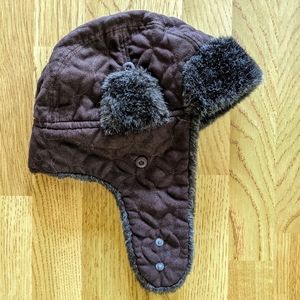 Brown Faux-Fur Trimmed Earflap Cap